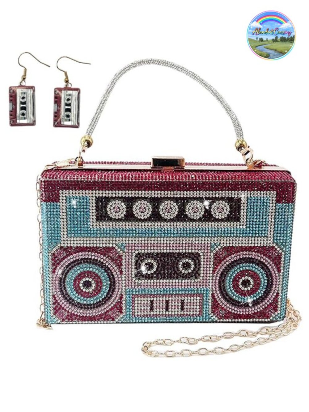 Crystal Evening Clutch Bag Handmade Rhinestone Minaudiere Chain Strap Women